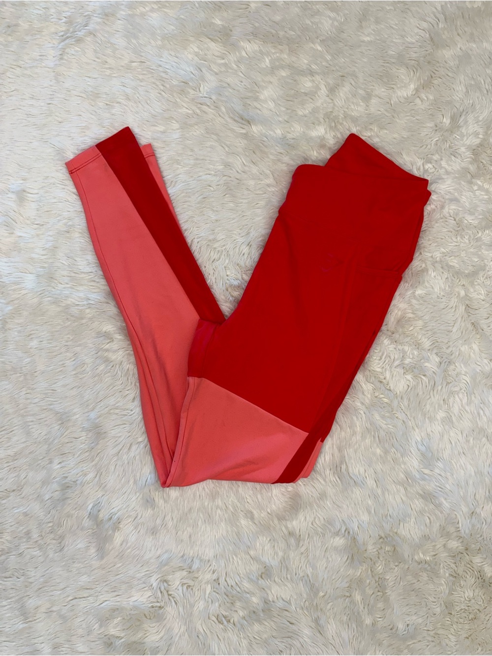 Gymshark x Nikki Backetter - Red and Pink Colorblock Leggings